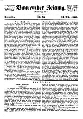 Bayreuther Zeitung Donnerstag 27. März 1862