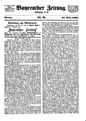 Bayreuther Zeitung Montag 31. März 1862