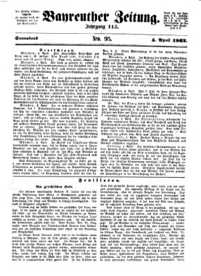 Bayreuther Zeitung Samstag 5. April 1862