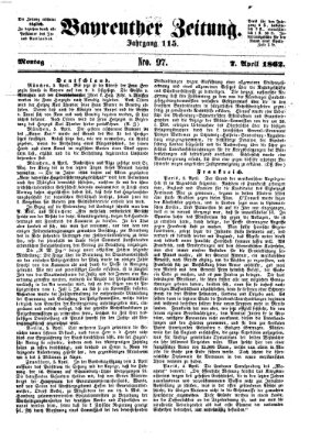 Bayreuther Zeitung Montag 7. April 1862