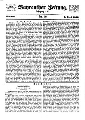 Bayreuther Zeitung Mittwoch 9. April 1862