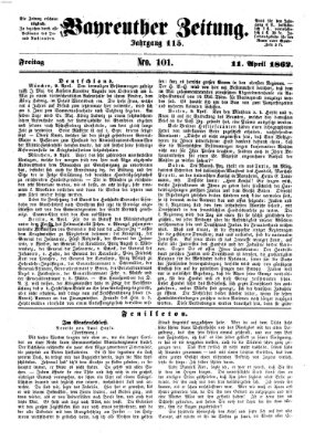 Bayreuther Zeitung Freitag 11. April 1862