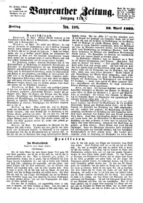 Bayreuther Zeitung Freitag 18. April 1862