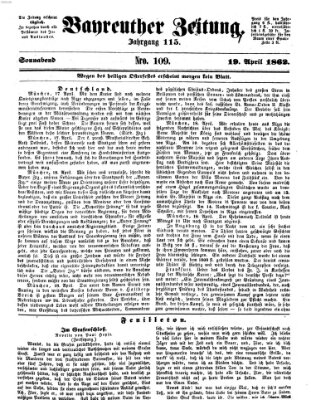 Bayreuther Zeitung Samstag 19. April 1862