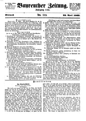 Bayreuther Zeitung Mittwoch 23. April 1862