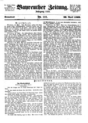 Bayreuther Zeitung Samstag 26. April 1862