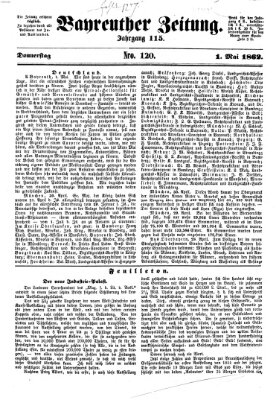 Bayreuther Zeitung Donnerstag 1. Mai 1862