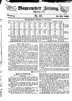 Bayreuther Zeitung Sonntag 18. Mai 1862