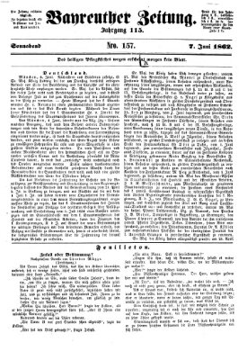 Bayreuther Zeitung Samstag 7. Juni 1862