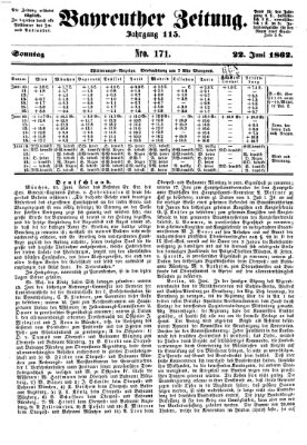 Bayreuther Zeitung Sonntag 22. Juni 1862