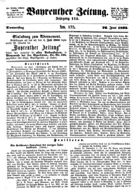 Bayreuther Zeitung Donnerstag 26. Juni 1862