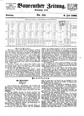 Bayreuther Zeitung Sonntag 6. Juli 1862