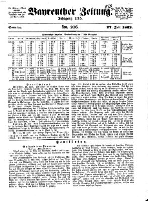 Bayreuther Zeitung Sonntag 27. Juli 1862