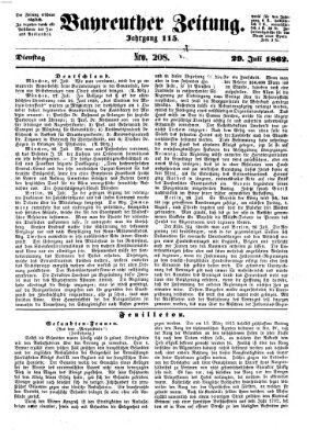 Bayreuther Zeitung Dienstag 29. Juli 1862