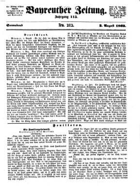 Bayreuther Zeitung Samstag 2. August 1862