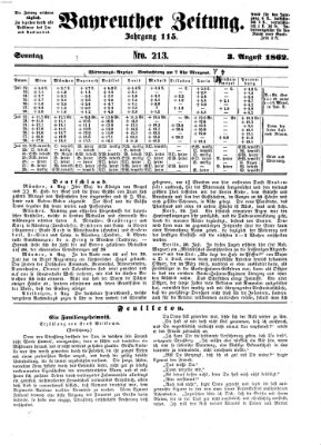 Bayreuther Zeitung Sonntag 3. August 1862