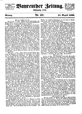 Bayreuther Zeitung Montag 11. August 1862