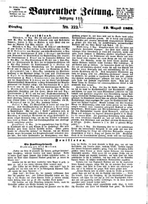 Bayreuther Zeitung Dienstag 12. August 1862