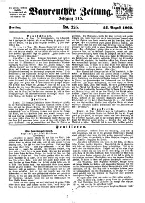 Bayreuther Zeitung Freitag 15. August 1862