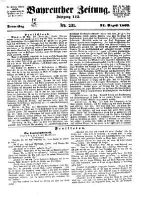 Bayreuther Zeitung Sonntag 24. August 1862