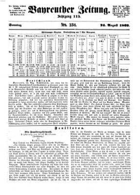 Bayreuther Zeitung Sonntag 24. August 1862