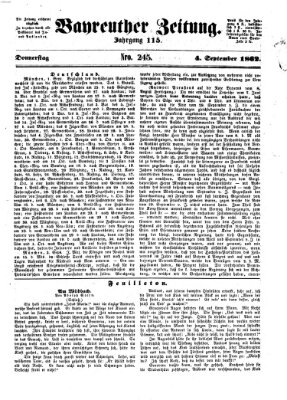 Bayreuther Zeitung Donnerstag 4. September 1862