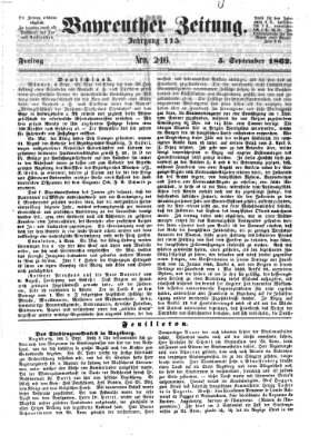 Bayreuther Zeitung Freitag 5. September 1862