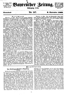 Bayreuther Zeitung Samstag 6. September 1862