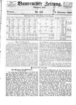 Bayreuther Zeitung Sonntag 7. September 1862