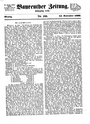 Bayreuther Zeitung Montag 15. September 1862