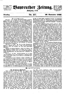 Bayreuther Zeitung Dienstag 16. September 1862