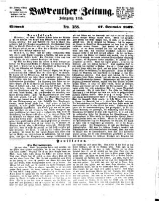 Bayreuther Zeitung Mittwoch 17. September 1862