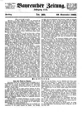 Bayreuther Zeitung Freitag 19. September 1862