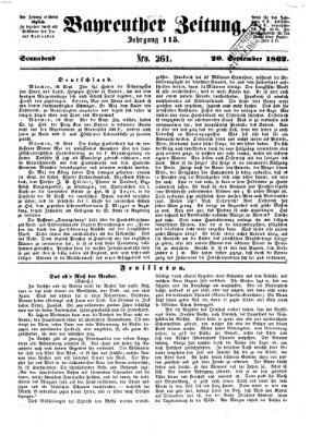 Bayreuther Zeitung Samstag 20. September 1862