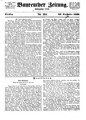 Bayreuther Zeitung Dienstag 23. September 1862