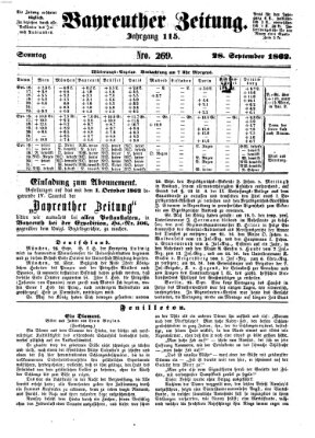 Bayreuther Zeitung Sonntag 28. September 1862