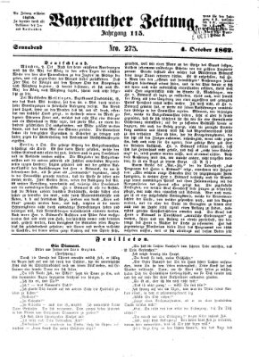 Bayreuther Zeitung Samstag 4. Oktober 1862