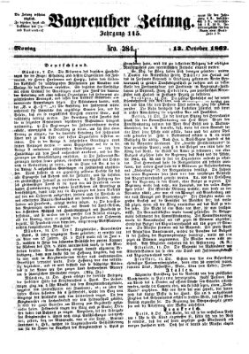 Bayreuther Zeitung Montag 13. Oktober 1862