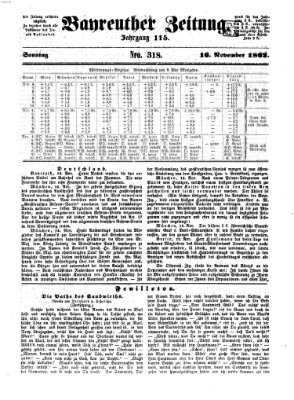 Bayreuther Zeitung Sonntag 16. November 1862