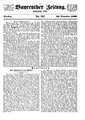 Bayreuther Zeitung Dienstag 25. November 1862