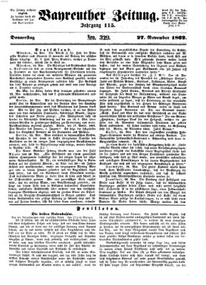 Bayreuther Zeitung Donnerstag 27. November 1862