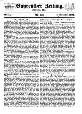 Bayreuther Zeitung Montag 1. Dezember 1862