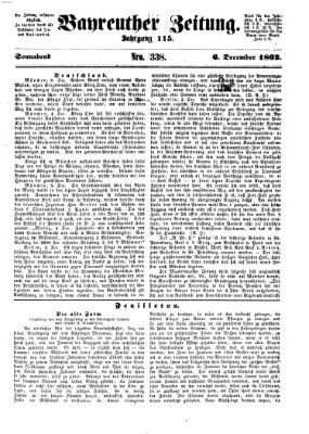 Bayreuther Zeitung Samstag 6. Dezember 1862