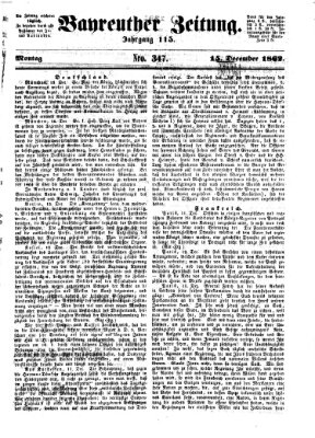 Bayreuther Zeitung Montag 15. Dezember 1862