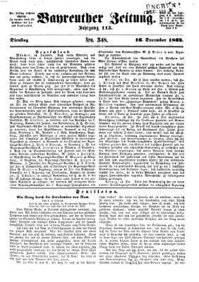 Bayreuther Zeitung Dienstag 16. Dezember 1862