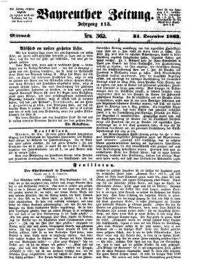 Bayreuther Zeitung Mittwoch 31. Dezember 1862