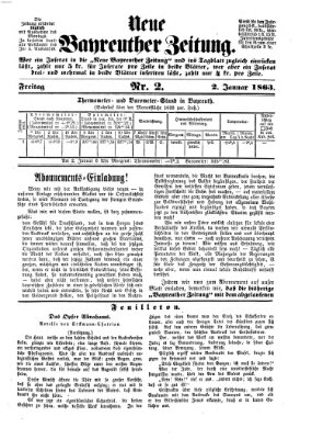 Bayreuther Zeitung Freitag 2. Januar 1863