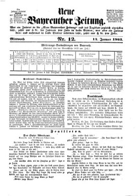 Bayreuther Zeitung Mittwoch 14. Januar 1863