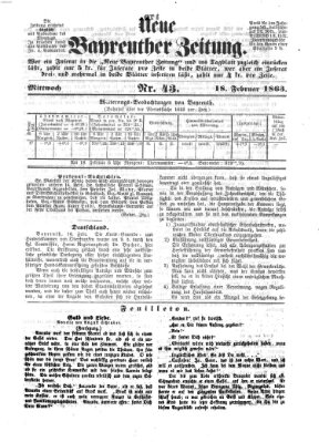 Bayreuther Zeitung Mittwoch 18. Februar 1863