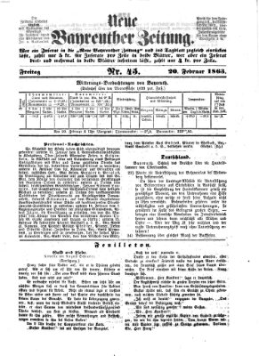 Bayreuther Zeitung Freitag 20. Februar 1863